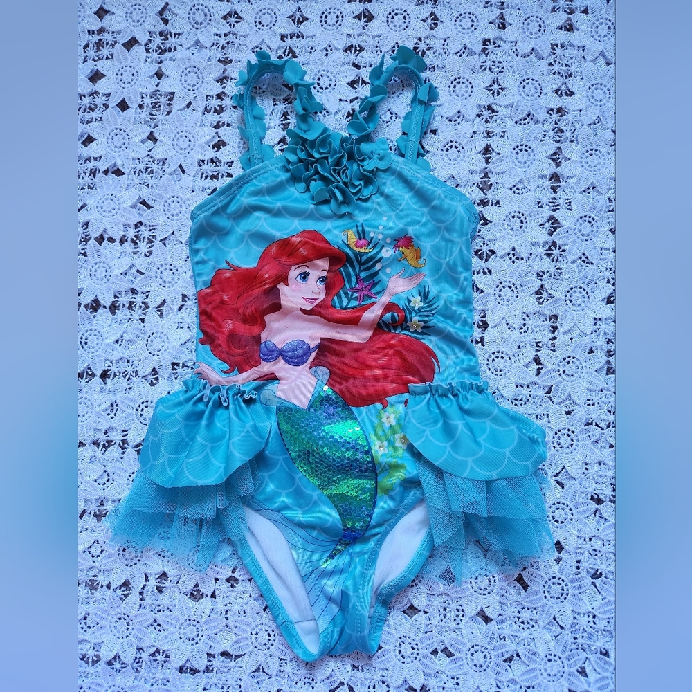 Disney Ariel Kids Swim One Piece - Blue and Red